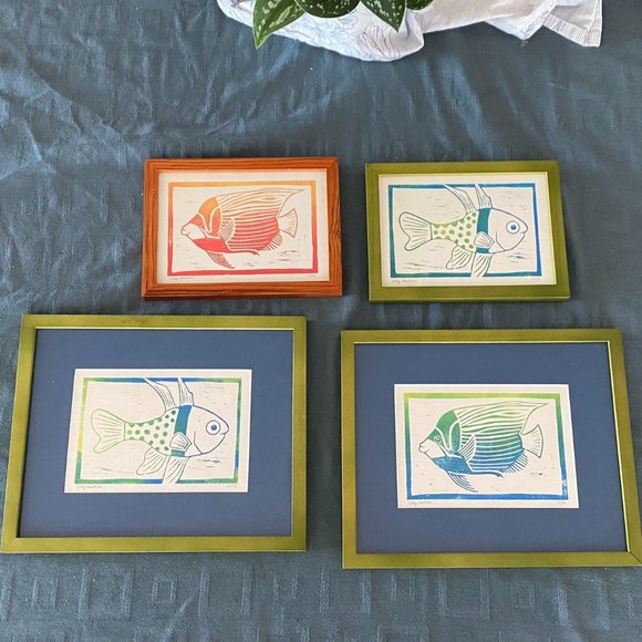 Other - Set of 4 fish block prints